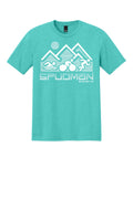 Spudman Triathlon Shirt - Mountains Design - Aqua Heather